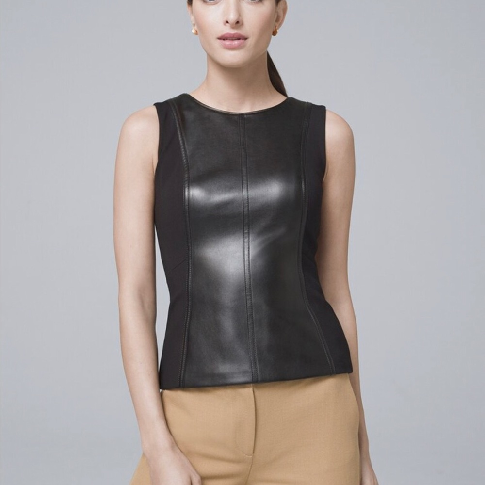 WHBM faux leather top